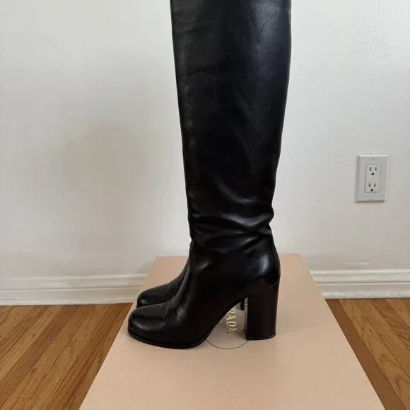 PRADA knee high leather boots Size 40/9.5 US ($1600) - Picture 3 of 11